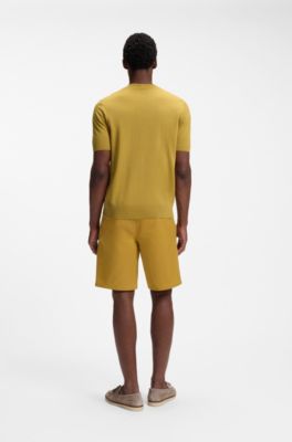 Short-sleeved knit T-shirt in merino wool, Gold