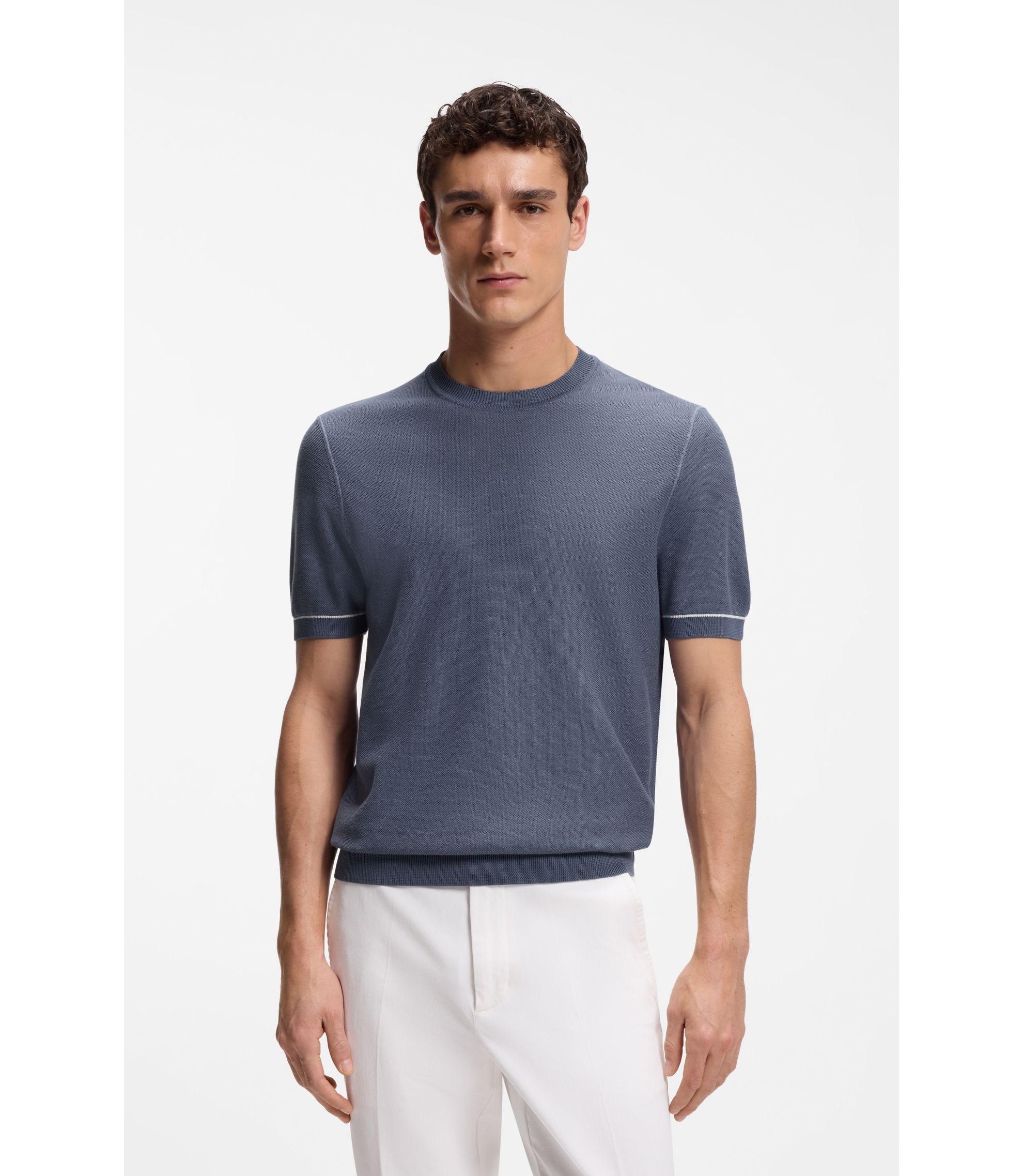 Pullover aus Baumwoll-Mix mit horizontalem Streifen