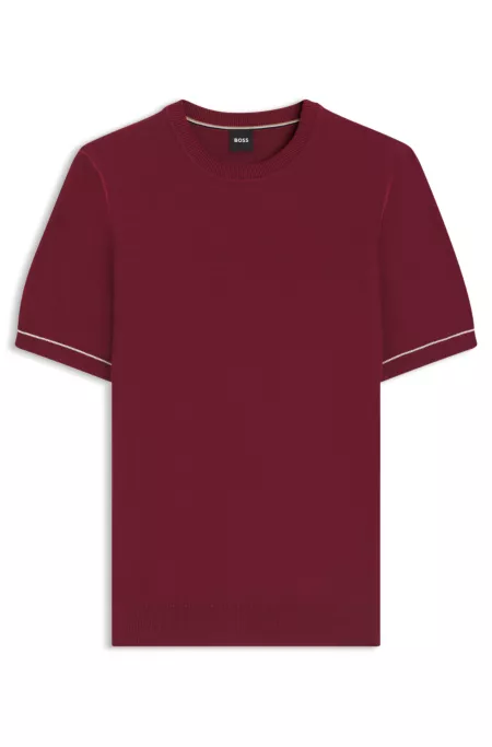 Cotton-blend sweater with horizontal stripe