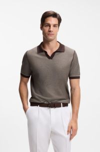 Cotton-blend sweater with horizontal stripe, Brown