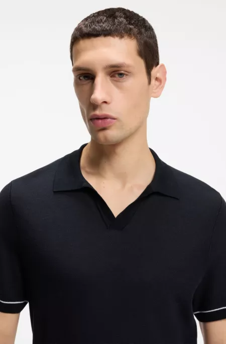 Polo de punto de mezcla de algodón con raya horizontal