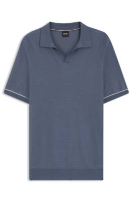 Cotton-blend knit polo with horizontal stripe 4