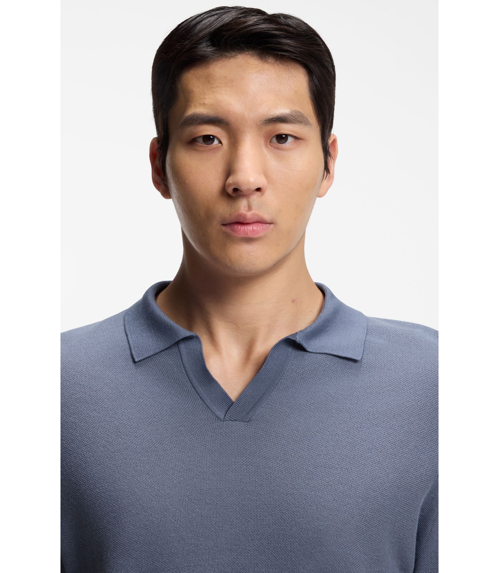 BOSS - コットンブレンド セーター ホリゾンタルストライプ - ダークブルー