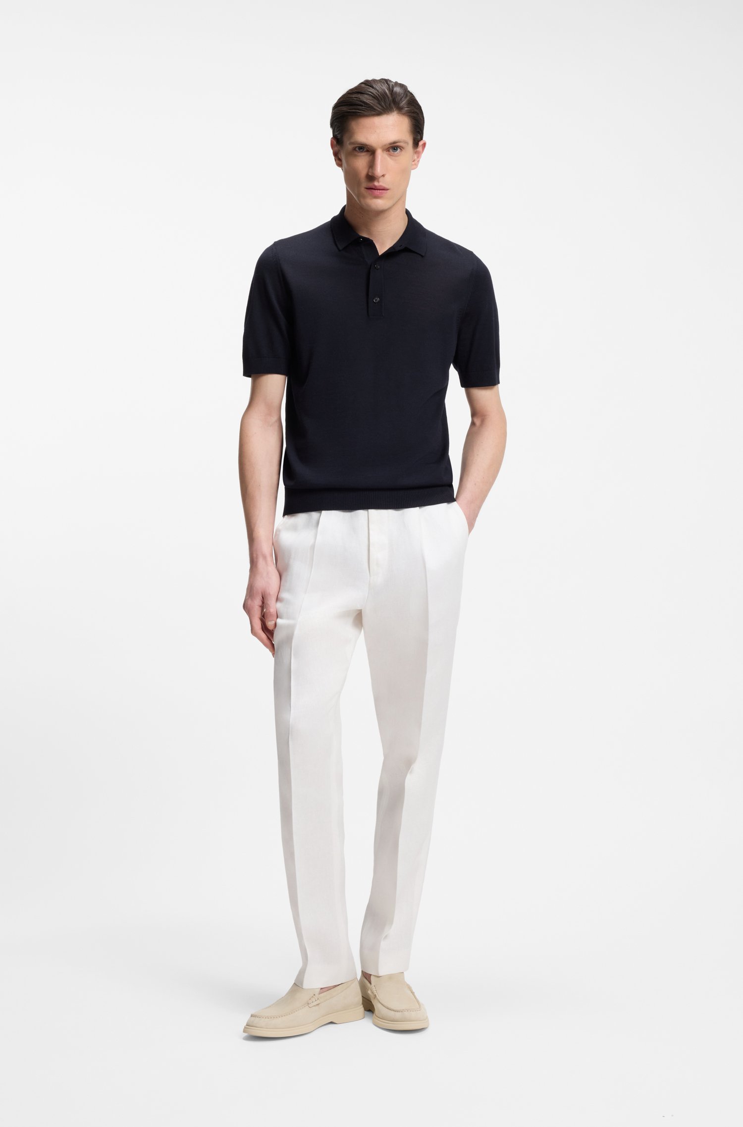 Boss Knit polo in virgin wool t-shirts herr – bild 2