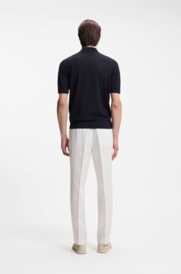 Knit polo in virgin wool , Dark Blue