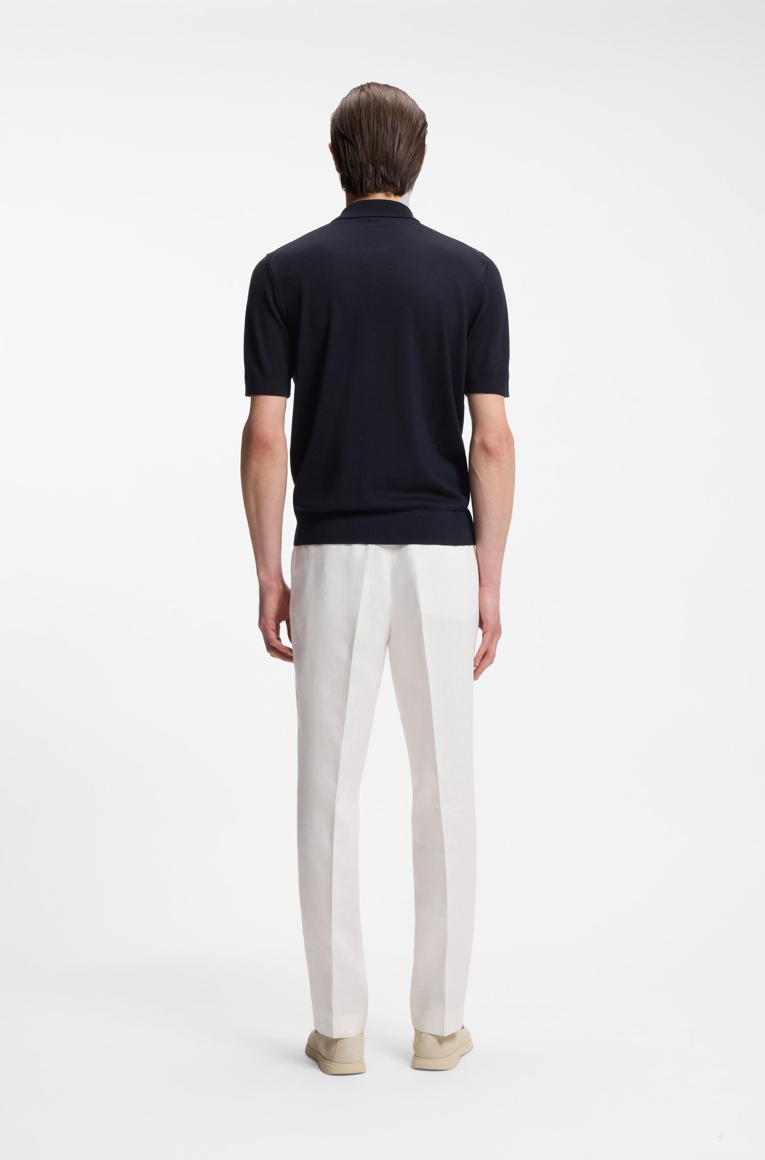 Boss Knit polo in virgin wool t-shirts herr – bild 3