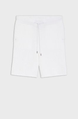 Cotton-blend shorts with rib knit, White