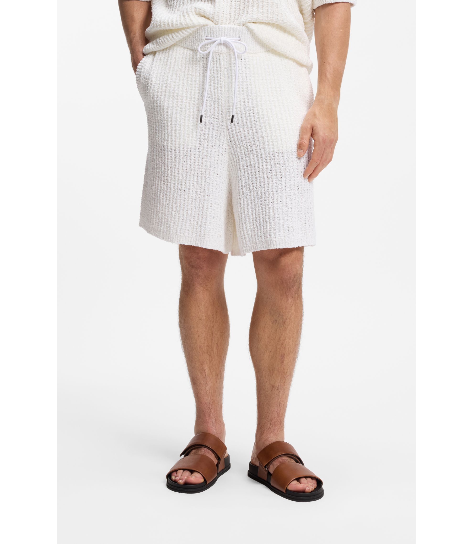 Shorts aus Baumwoll-Mix mit Rippstrick