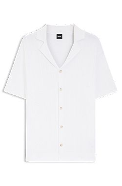 Regular-fit cardigan in striped cotton