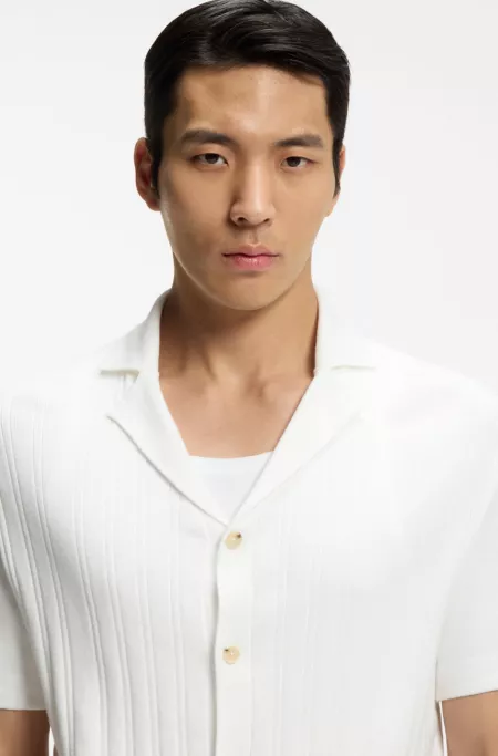 Regular-fit cardigan in striped cotton