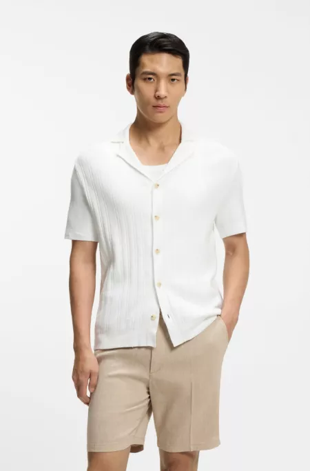 Regular-fit cardigan in striped cotton