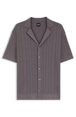 Regular-fit cardigan in striped cotton