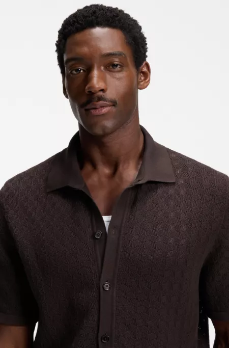 Regular-fit shirt in knitted cotton