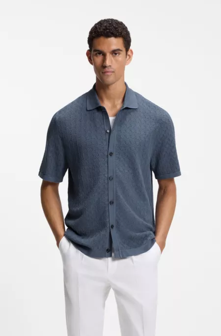 Regular-fit shirt in knitted cotton