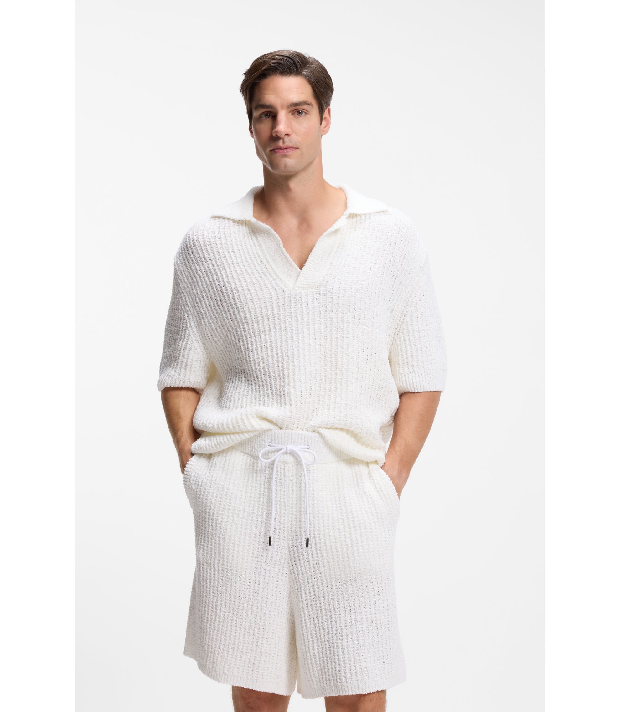 Pullover aus Baumwoll-Mix mit Johnny-Kragen