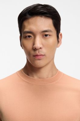 Short-sleeved sweater in silk, Light Orange