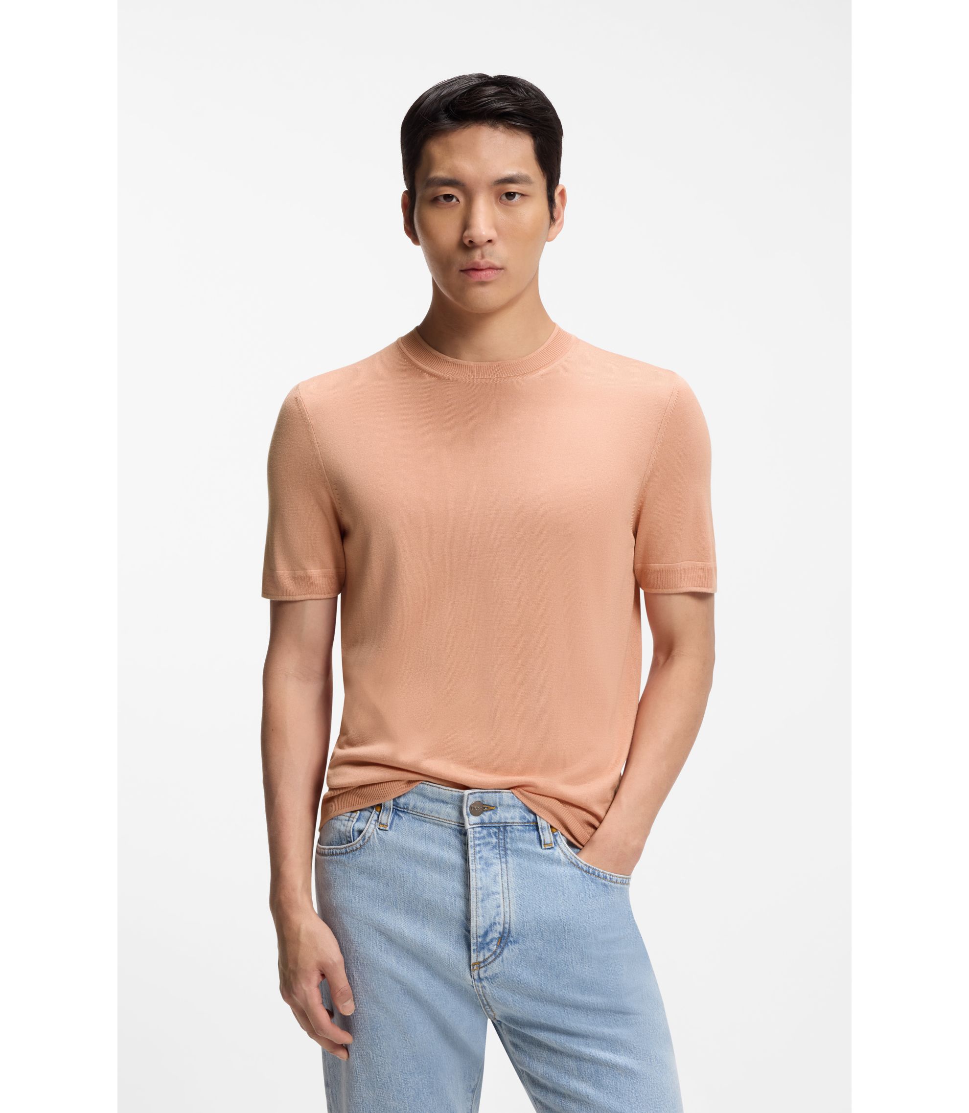 Kurzarm-Pullover aus Seide