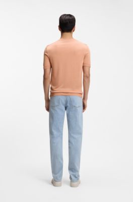 Maglione a maniche corte in seta, Arancio chiaro