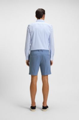 Shorts in twill di cotone, Celeste