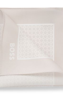 Pocket square with printed pattern, Light Beige