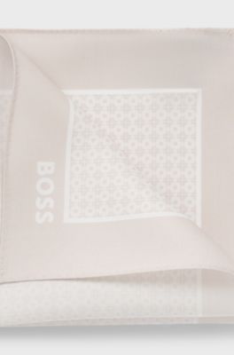 Pocket square with printed pattern, Light Beige