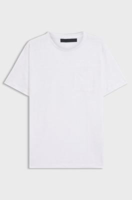 BOSS BY BECKHAM T-Shirt aus Leinen, Wei&szlig;