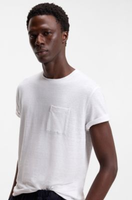 BOSS BY BECKHAM T-Shirt aus Leinen, Wei&szlig;