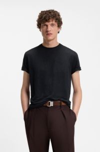BOSS BY BECKHAM T-shirt in lino, Blu scuro