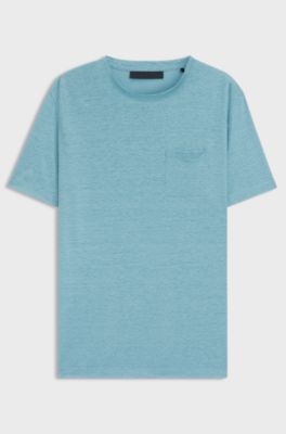 BOSS BY BECKHAM T-shirt i linne, Ljusbl&aring;