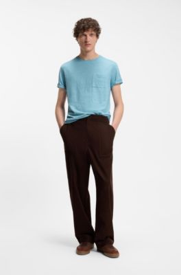 BOSS BY BECKHAM T-shirt in linen, Light Blue