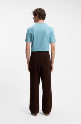 BOSS BY BECKHAM T-shirt van linnen, Lichtblauw