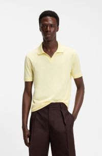 BOSS BY BECKHAM Polo in cotone e seta, Giallo chiaro