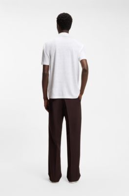 BOSS BY BECKHAM polo shirt in linen, White