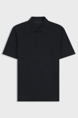 BOSS BY BECKHAM polo shirt in linen, Dark Blue