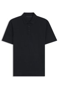 BOSS BY BECKHAM polo shirt in linen, Dark Blue