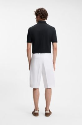 BOSS BY BECKHAM polo shirt in linen, Dark Blue