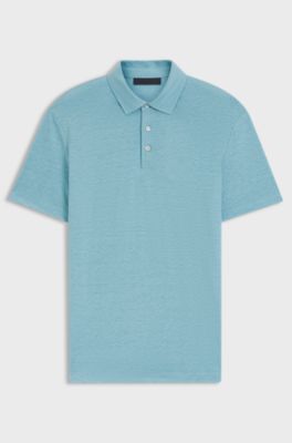 BOSS BY BECKHAM polo shirt in linen, Light Blue