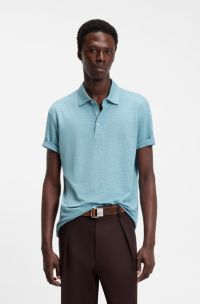 BOSS BY BECKHAM Polo in lino, Celeste