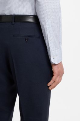 Regular-fit shirt in printed stretch-cotton poplin, Light Blue