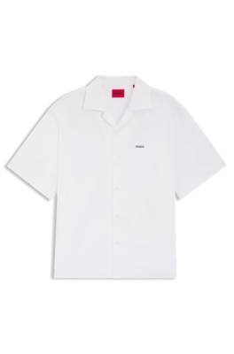 Hugo Oversized-fit shirt in paper-touch cotton kortärmade skjortor herr – bild 4