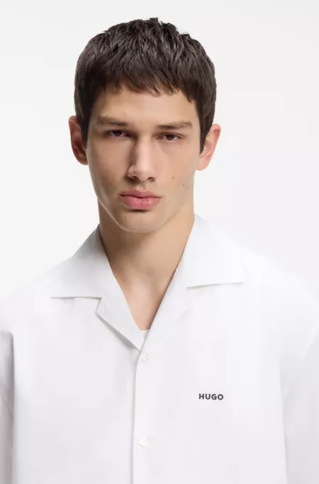 Oversized-fit shirt in paper-touch cotton