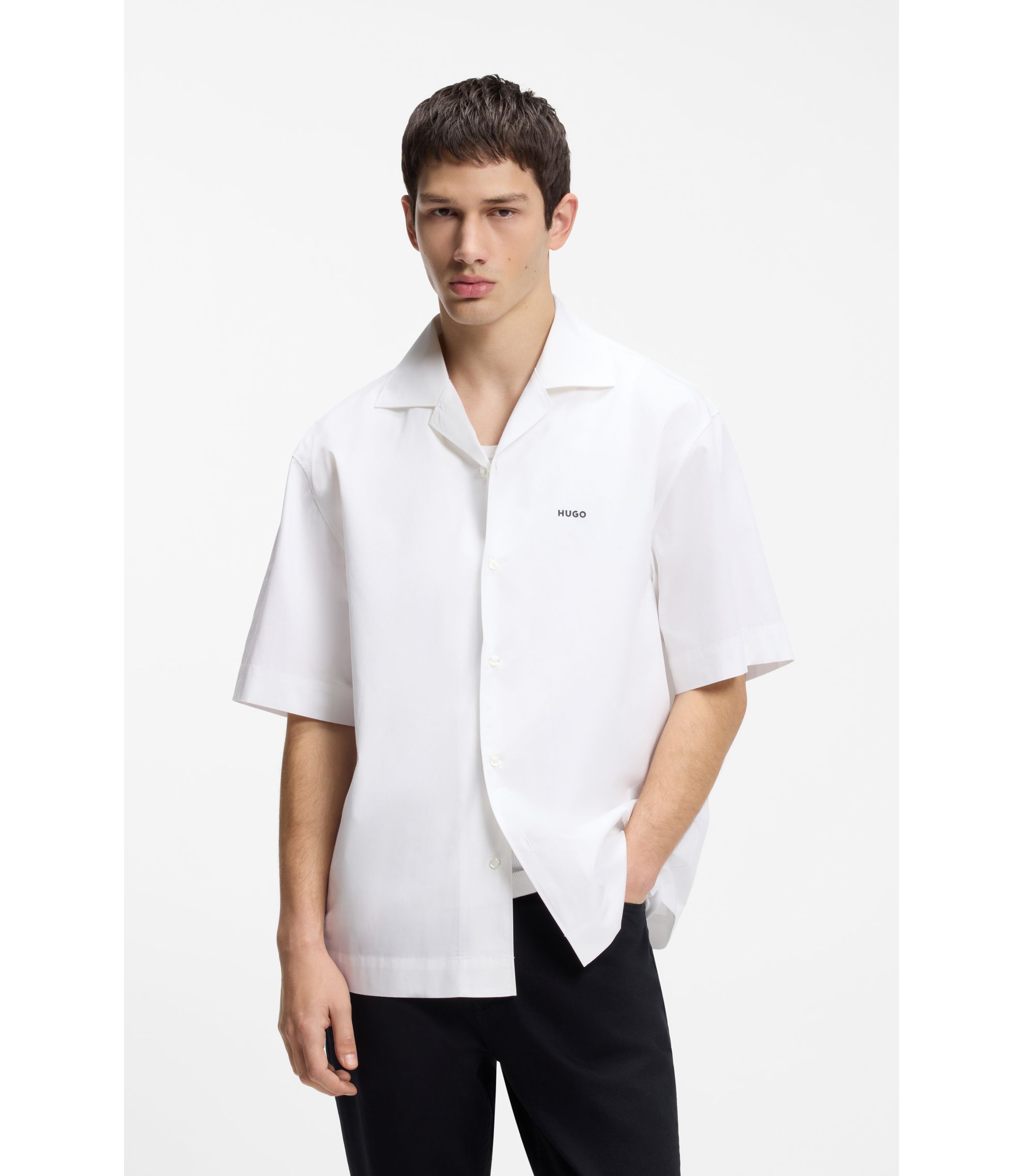 Oversized-Fit Hemd aus Baumwolle mit Paper-Touch-Effekt