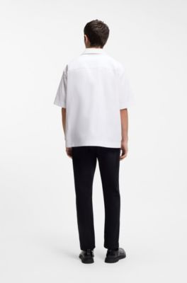 Oversized-Fit Hemd aus Baumwolle mit Paper-Touch-Effekt, Wei&szlig;