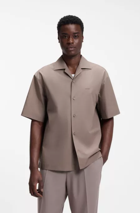 Oversized-fit shirt in paper-touch cotton