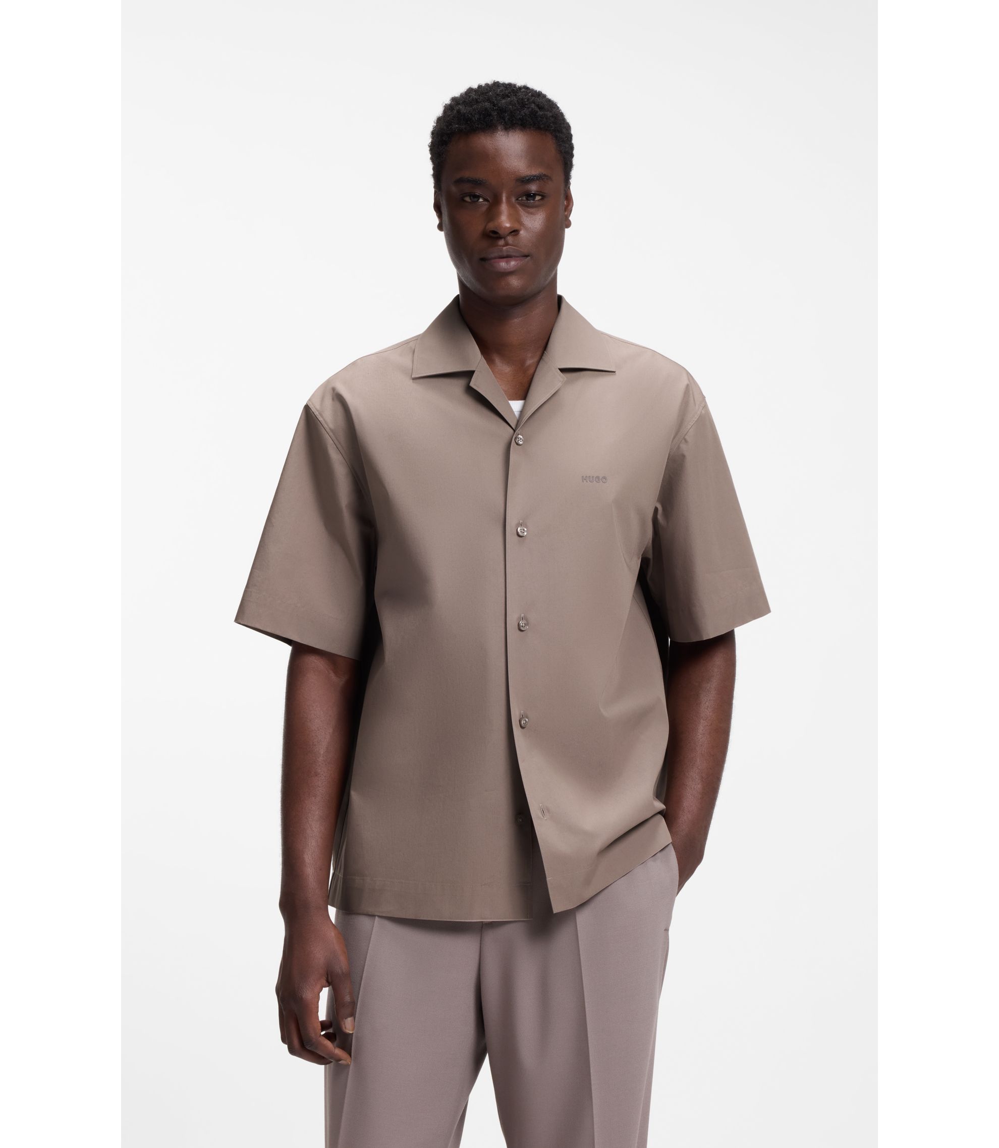 Oversized-Fit Hemd aus Baumwolle mit Paper-Touch-Effekt