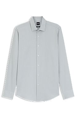 Regular-fit shirt in easy-iron stretch-cotton dobby