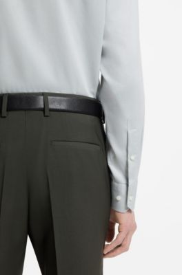 Regular-fit shirt in easy-iron stretch-cotton dobby, Light Green
