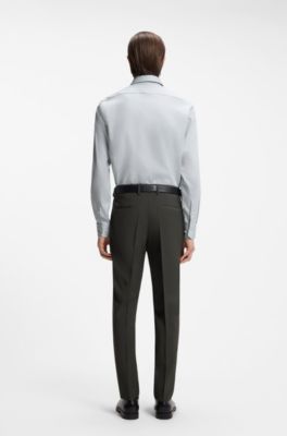 Regular-fit shirt in easy-iron stretch-cotton dobby, Light Green