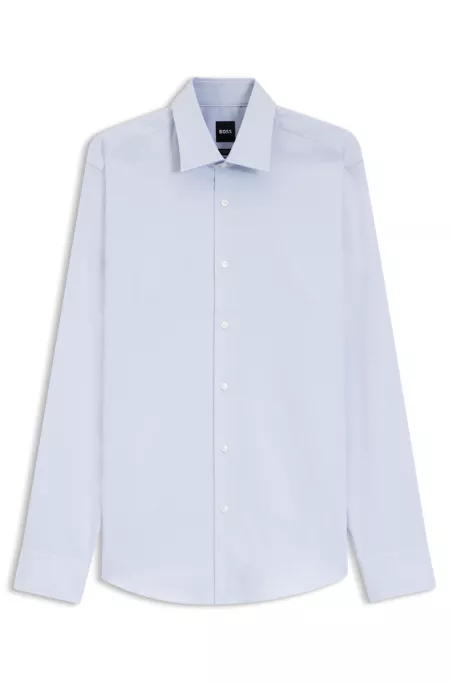 Regular-fit shirt in easy-iron stretch-cotton dobby