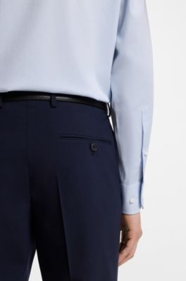 Chemise Regular en coton stretch rati&egrave;re facile &agrave; repasser, bleu clair